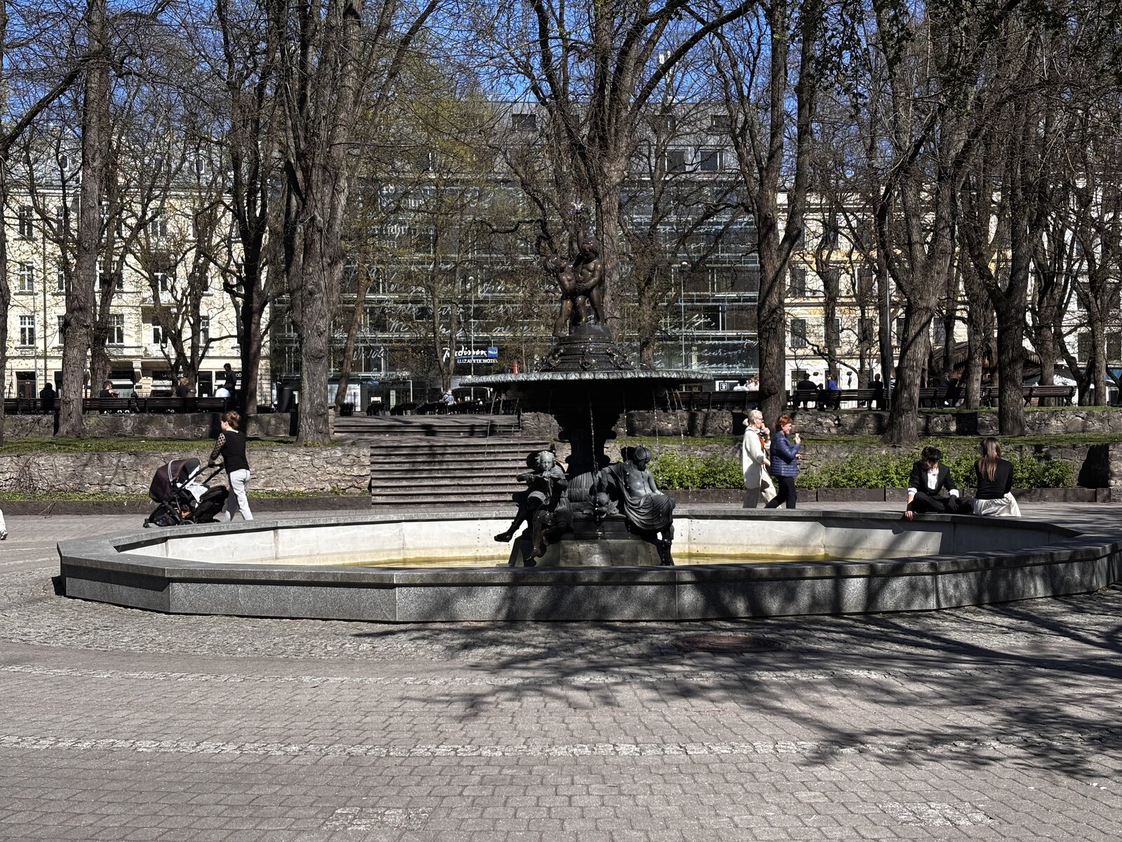 The central fountain in Vērmanes dārzs, Riga's oldest public park, Latvia.